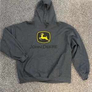 John Deere Charcoal Hoodie with Yellow Logo